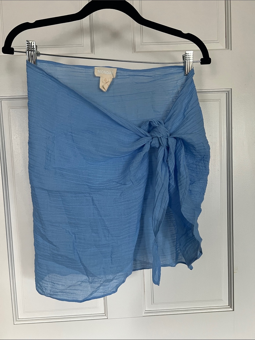 Monday Swimwear St Barthes Crinkle Linen Wrap Skirt Azule - Picture 3 of 4